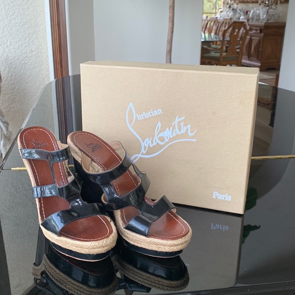 Louboutin Patent Leather Braided Wedge